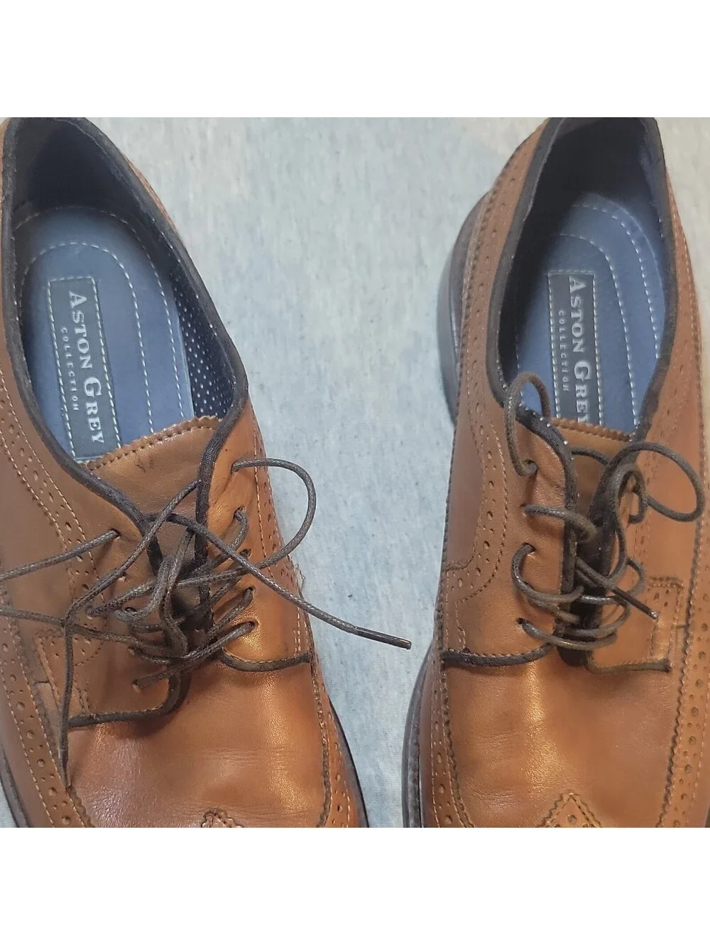 Aston Grey Lovorwen Brown Leather Wingtip Brogue Lace-Up Oxford Dress Shoes 10